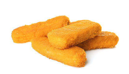 Cheese sticks on white background