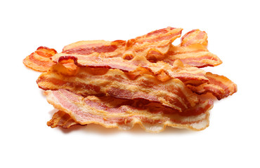 Tasty bacon slices, isolated on white