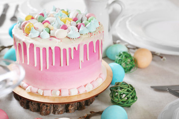 Beautiful Easter cake on table