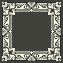 Vector floral and geometric monogram frame on dark gray background. Monogram design element. Vintage styled initial decoration.