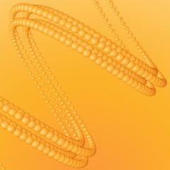 Chain of orange spheres with soft shadows in form of helix on the orange background. Abstract geometric background.