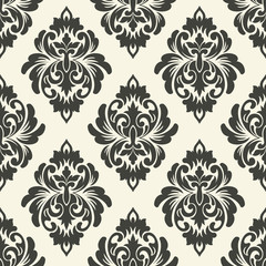 Vector damask seamless pattern background. Classical luxury old fashioned damask ornament, royal victorian seamless texture for wallpapers, textile, wrapping. Exquisite floral baroque template.