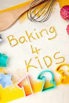 Baking 4 Kids - flour writing

