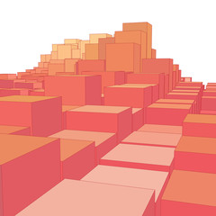 Abstract landscape with colored cubes. Abstract topographies of digital space. Fields of geometry. Abstract city with skyscrapers. Vector background. Eps 10