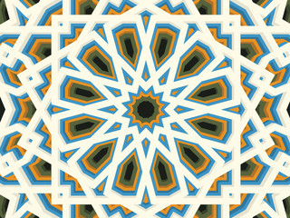 Vector abstract volumetric geometric background. Based on islamic ethnic ornaments. 3d extruded ornament elements. Elegant background for cards, invitations etc.