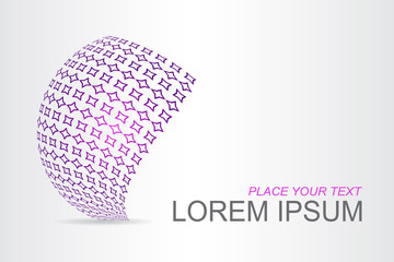 Fototapeta premium Logo stylized spherical surface with abstract shapes