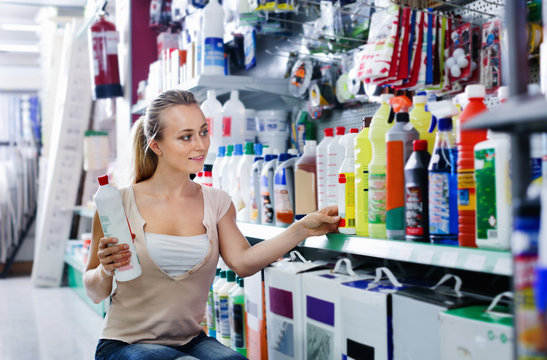 Glad Woman Customer Looking For Paint Solvent In Bottle