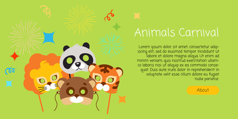 Obraz na płótnie Canvas Funny Childish Animal Masks for Animal Carnival