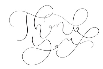 Hand drawn vintage Vector text Thank you on white background. Calligraphy lettering illustration EPS10
