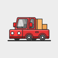 Modern red pickup car icon. Delivery concept. Flat design.