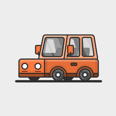 Modern minivan car icon. Flat design.