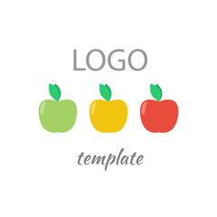 Three apple logo template isolated on white background. Icon for you design