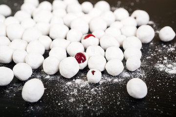 Cranberries in powdered sugar