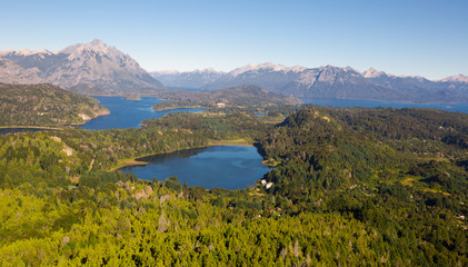 Fototapeta na wymiar Lakes Nahuel Huapi and mountain Campanario