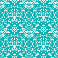 Vector damask seamless pattern background. Classical luxury old fashioned damask ornament, royal victorian seamless texture for wallpapers, textile, wrapping. Exquisite floral baroque template.