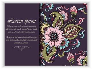 Wedding invitation and announcement card with floral background artwork. Elegant ornate floral background. Floral background and elegant flower elements. Design template.