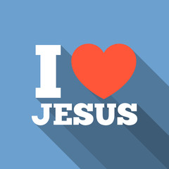 I love jesus icon with long shadow, flat design