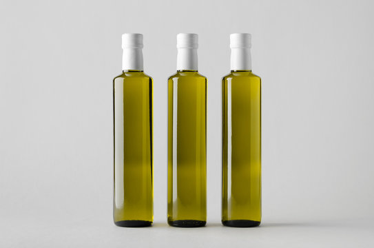 Olive / Sunflower / Sesame Oil Bottle Mock-Up - Three Bottles
