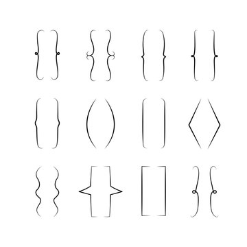 Vector braces signs, curly brackets symbols set. Hand drawn simp