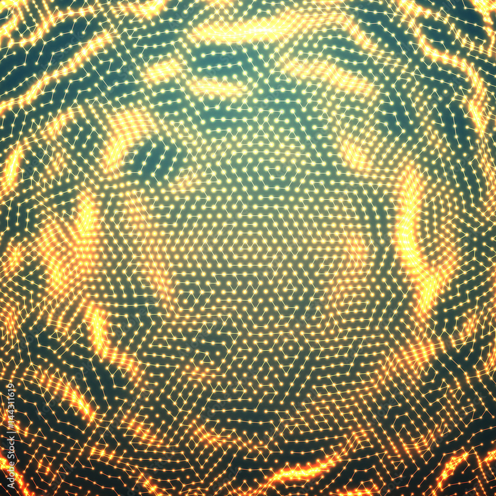 Aufkleber vector abstract glowing point noise background. array of glowing points in form of distorted surface