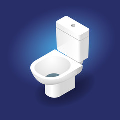 Toilet bowl realistic 3d Isometric Vector Illustration