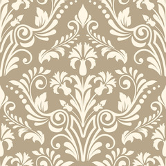 Vector damask seamless pattern element. Classical luxury old fashioned damask ornament, royal victorian seamless texture for wallpapers, textile, wrapping. Exquisite floral baroque template.
