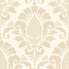 Vector damask seamless pattern element. Classical luxury old fashioned damask ornament, royal victorian seamless texture for wallpapers, textile, wrapping. Exquisite floral baroque template.