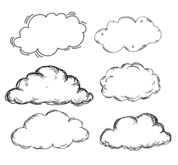 Hand drawn clouds vector - 144312657