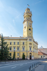 Fototapeta na wymiar Tower clock of Oradea near City hall - Romania
