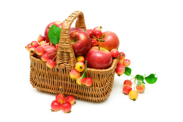 Fototapeta na wymiar apples in a basket on a white background
