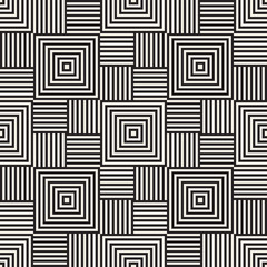 Stylish Lines Maze Lattice. Ethnic Monochrome Texture. Abstract Geometric Background. Vector Seamless Black and White Pattern.
