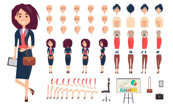 Businesswoman Constructor Isolated Illustration