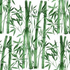 Fototapeta na wymiar Bamboo on white background, seamless pattern.