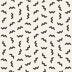 Trendy Texture With Scattered Geometric Shapes. Vector Seamless Pattern.