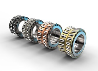 3D illustration of double row tapered roller bearing