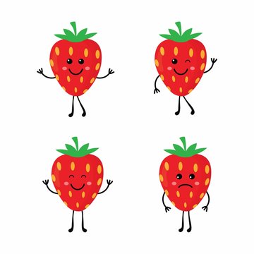 set cartoon strawberrys