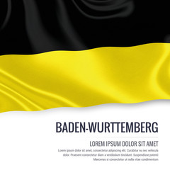 Flag of German state Baden-Württemberg waving on an isolated whi