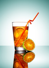 Glass of Mandarin Juice with orange slices
