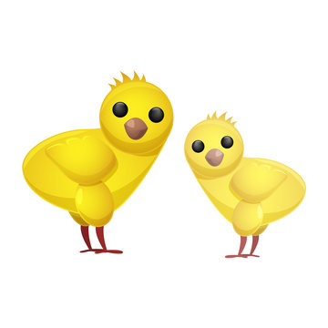 Cute Easter Spring Chickens Isolated Illustration
