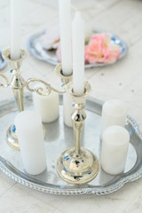 Tray with candlestick and candles