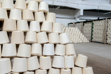 Neatly arranged cotton yarn