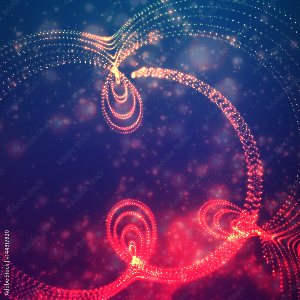Poster abstract vector space background. explosion of glowing particles. futuristic technology style. elega
