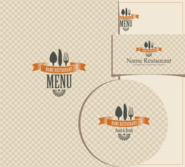 Set of design elements for a cafe or restaurant from the menu, business cards and coasters for drinks