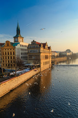 Praga - widok z mostu Karola - obrazy, fototapety, plakaty
