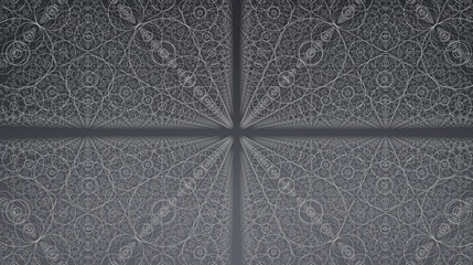 Abstract vector interface background. Matrix of crosses with illusion of depth and perspective. Abstract futuristic space background. Infinite HUD on a dark background