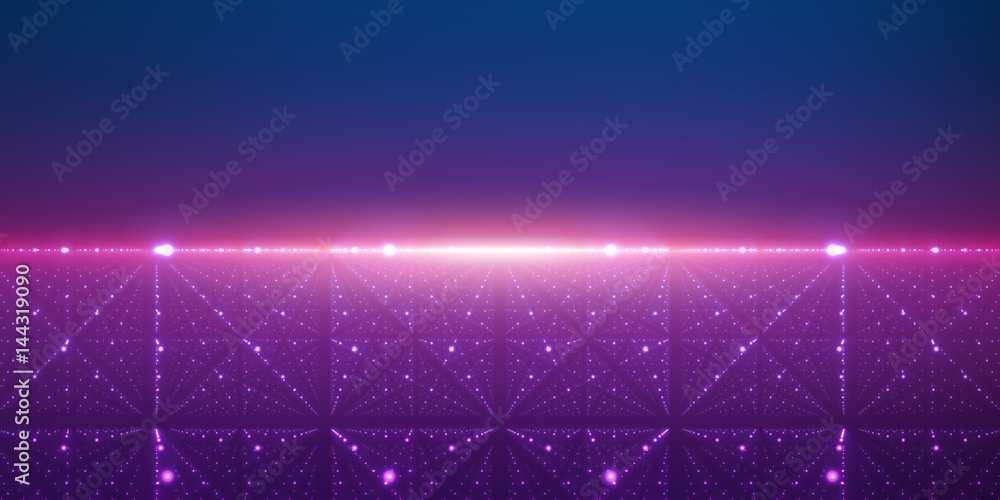Aufkleber vector infinite space background. matrix of glowing stars with illusion of depth and perspective. ab