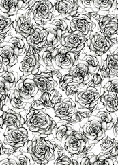 Rose Flower sketch bouquet seamless pattern
