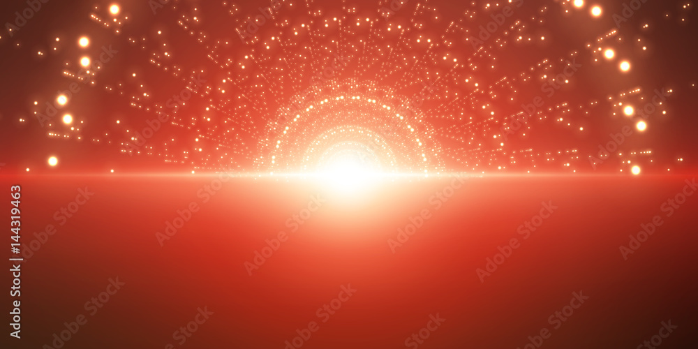 Poster vector infinite space background. matrix of glowing stars with illusion of depth and perspective. ab