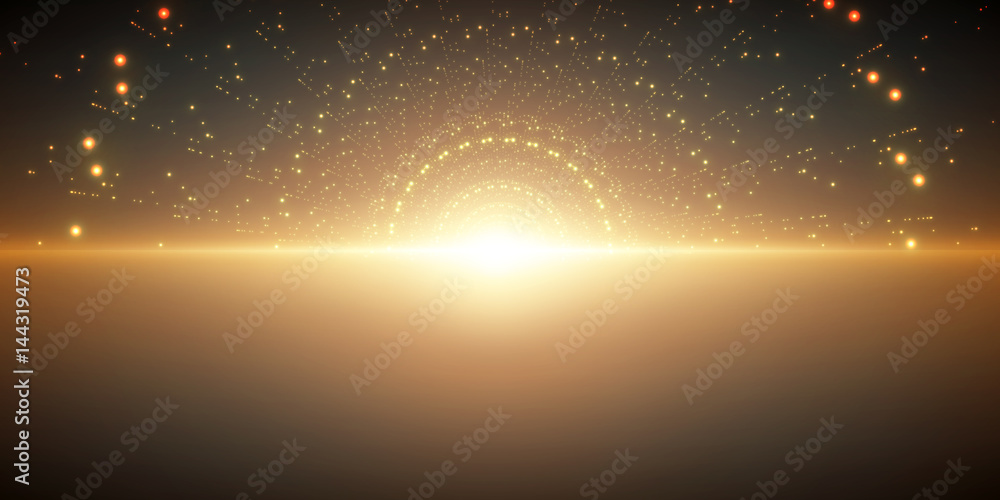 Aufkleber vector infinite space background. matrix of glowing stars with illusion of depth and perspective. ab