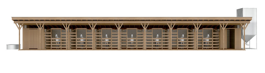 horse stable front view isolated on white 3d rendering © petrovk